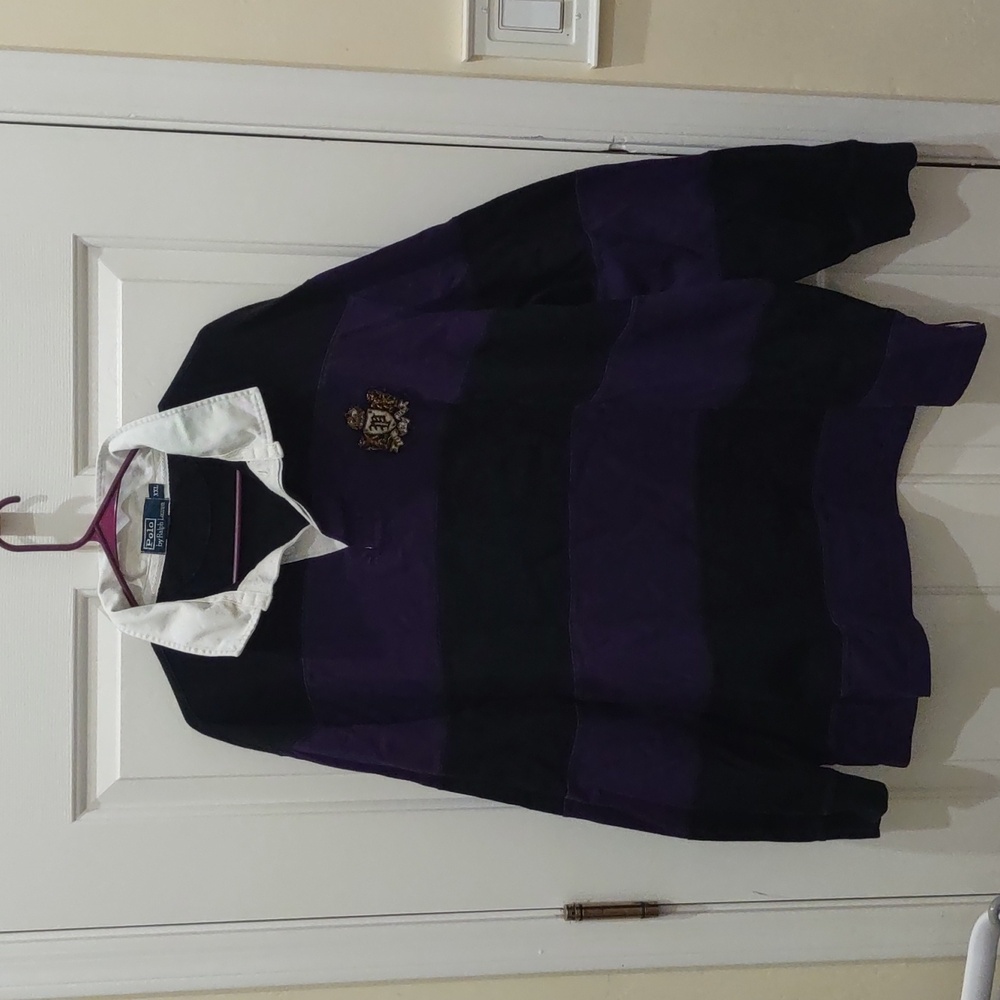 Men's purple and black striped Polo by Ralph Lauren shirt size XXL